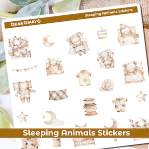 Slapende bosdieren dagboek stickers vel schattige kinderkamer baby journaling planner bujo dagboek vinyl stickers opsommingsteken briefpapier 25/04 SAPS02