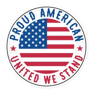 Proud American sticker 4 July Independence day decor Stars and stripes vinyl decal Patriotic laptop planner journal tumbler 28/05 4M1P09