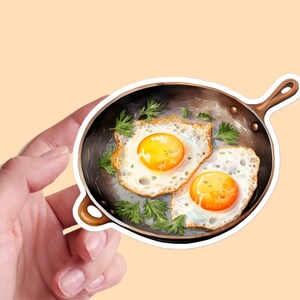 Pegatinas de desayuno Huevos fritos Comida matutina Sabrosa Estética Cocina Restaurante Menú Acuarela Vinilo Portátil Planificador Diario Calcomanía 05/11 BS1P12