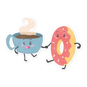 Pegatinas de comida Kawaii bailando café donut sabrosa estética cocina restaurante menú vinilo portátil planificador diario calcomanía decoración 31/12 DF1P03