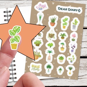 Kamerplanten planner stickers Groen pot bloempot checklist wekelijks maandelijks uur dagplannen dagboek dagboek vinylstickers 21/12 HPLSH02