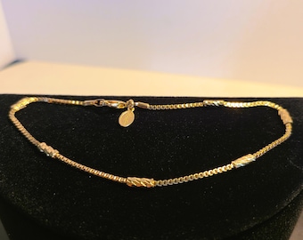 Vintage Gold Tone Anklet | Dainty Chain, Foot Jewelry