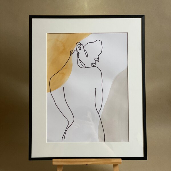 Modernes Aquarell "Sinnliche Frauen 2" mit Oneliner-Optik im DIN A3-Format