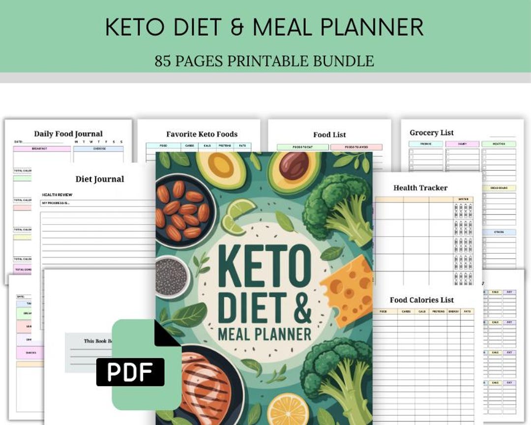 Keto Diet Meal Planner – Printable Food & Workout Tracker (digital ...