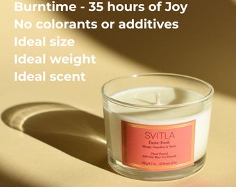 Exotic Fresh scented candle, 35 hours of joy