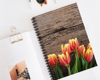 Orange Tulip Spiral Notebook - Ruled Line v6