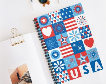 Patriotically Inspired Spiral Notebook - Ruled Line