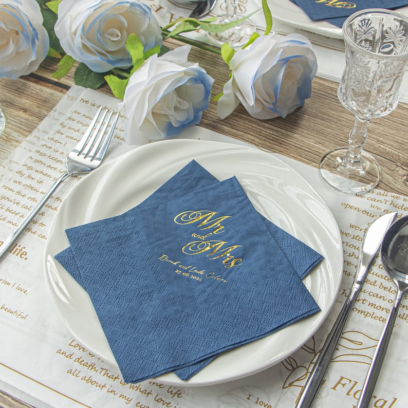 Serviettes cocktail élégantes et personnalisées Personnalisables pour les mariages, les fêtes et les occasions spéciales, une personnalisation importante est recommandée image 2