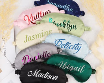 Custom Bridesmaid Sleep Mask, Dual-Side Satin Silk Eye Mask with 42 Foil Colors, Bridal Party Gift, Personalized Name & Design