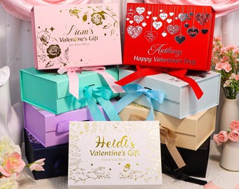 Scatole Regalo con Coperchio, Scatole Rettangolari Versatili, Piccole Scatole Regalo per Regali, per Festival, Compleanni, Feste, con Rafia e 1 Biglietto di Auguri, Colore Rosa