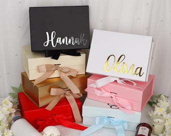 Personalized Empty Gift Box | Gold Font Gift Box | Silver Font | Custom Bridesmaid Proposal Box | Bridal Shower | Maid of Honor Gift