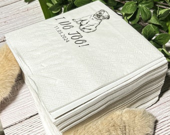 Servilletas de cóctel personalizadas con retrato de mascotas: personalizables para bodas, fiestas y ocasiones especiales, 2 tamaños disponibles