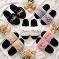 Personalized Fluffy Slippers: Bridesmaid Proposal & Bachelorette Gift, Custom Bride and Bridal Shower Party Favor product logo