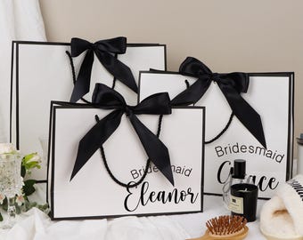 Bolsas de regalo con nombre personalizado en 24 colores: paquete de caja y bolsa de regalo, bolsas de regalo con lazo para cumpleaños, Navidad y regalos de dama de honor.