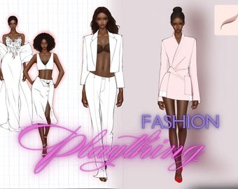 200+ PROCREATE FASHION STAMPS • Female Figures 9-Head & Standard Body Poses, Hairstyles and Flats Templates, Brushset Files,FashionPlaything