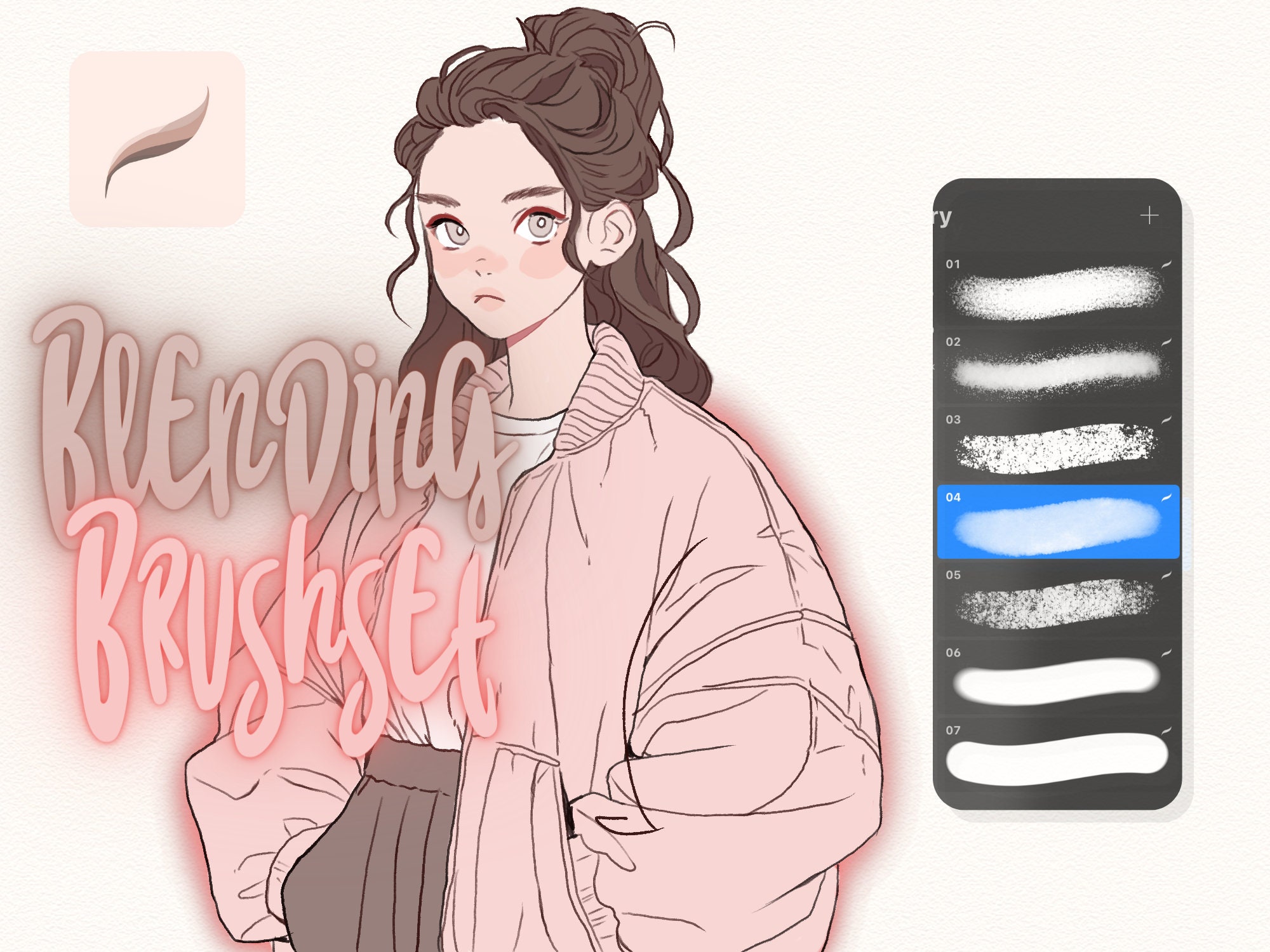 Pack de pinceles Procreate Blending & Smudge — 40 shaders + 15 pinceles de textura y sólidos de bonus