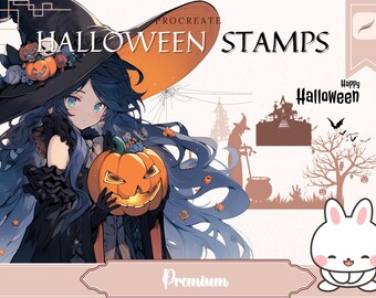 Sellos de Halloween para Procreate, Sellos espeluznantes para Procreate, Sellos de brujas para Procreate, Pincel para Procreate, Halloween para Procreate, Paquete para Procreate