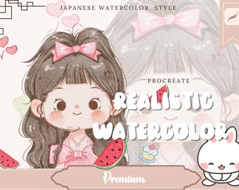 Procreate Anime Watercolor Brushes for Anime, Manga, Cartoon, Portrait, Backgrounds Digital Creator Art Sketching, Illustration Bundle