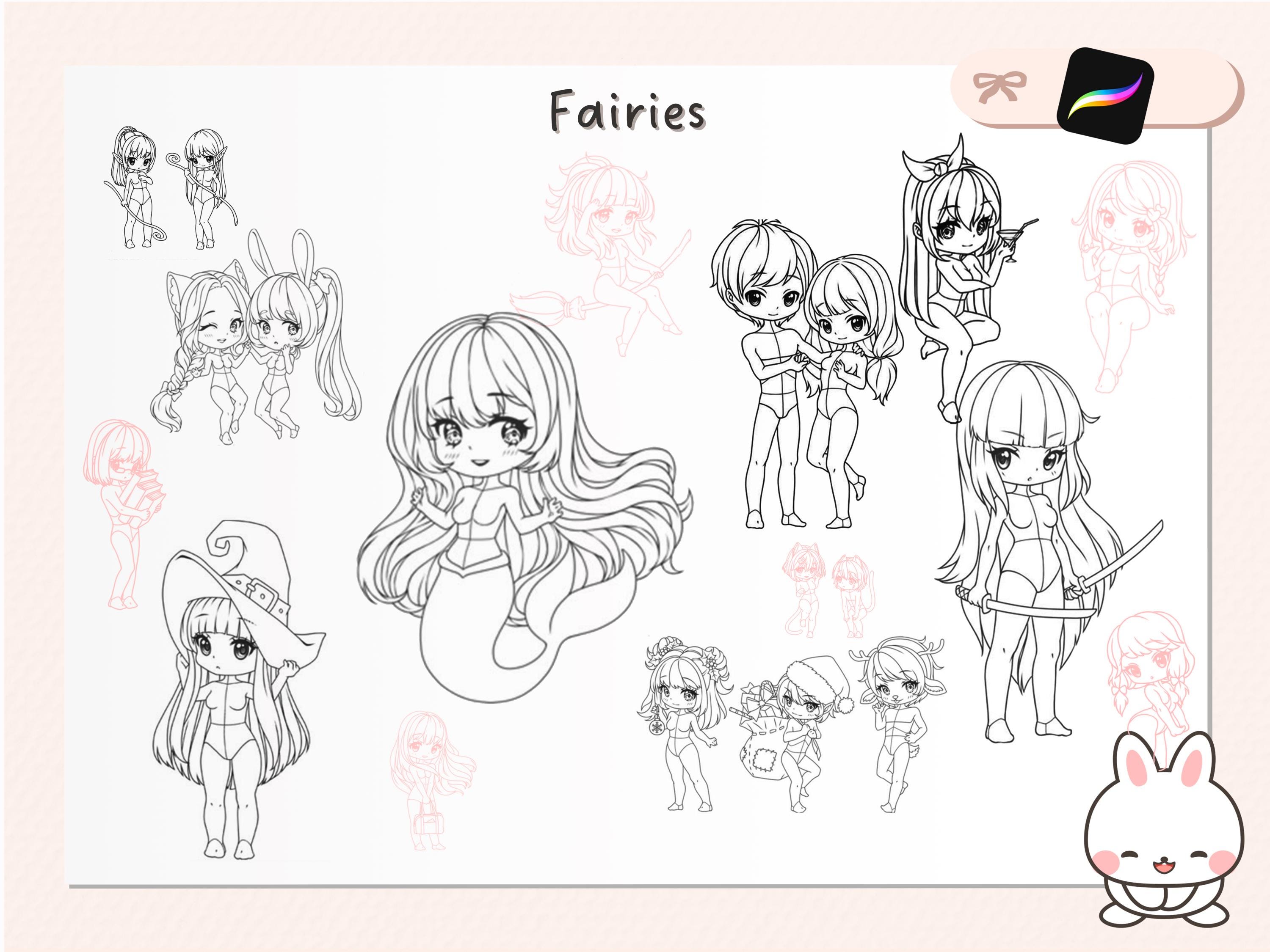 Procreate Chibi Faces Stamp Brush Chibi Emotes Manga Eyes Procreate ...