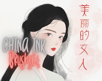 Conjunto de pinceles de tinta tradicional procrear, procrear tinta sumi, procrear asia, procrear pincel chino, procrear asia, pluma digital de tinta china