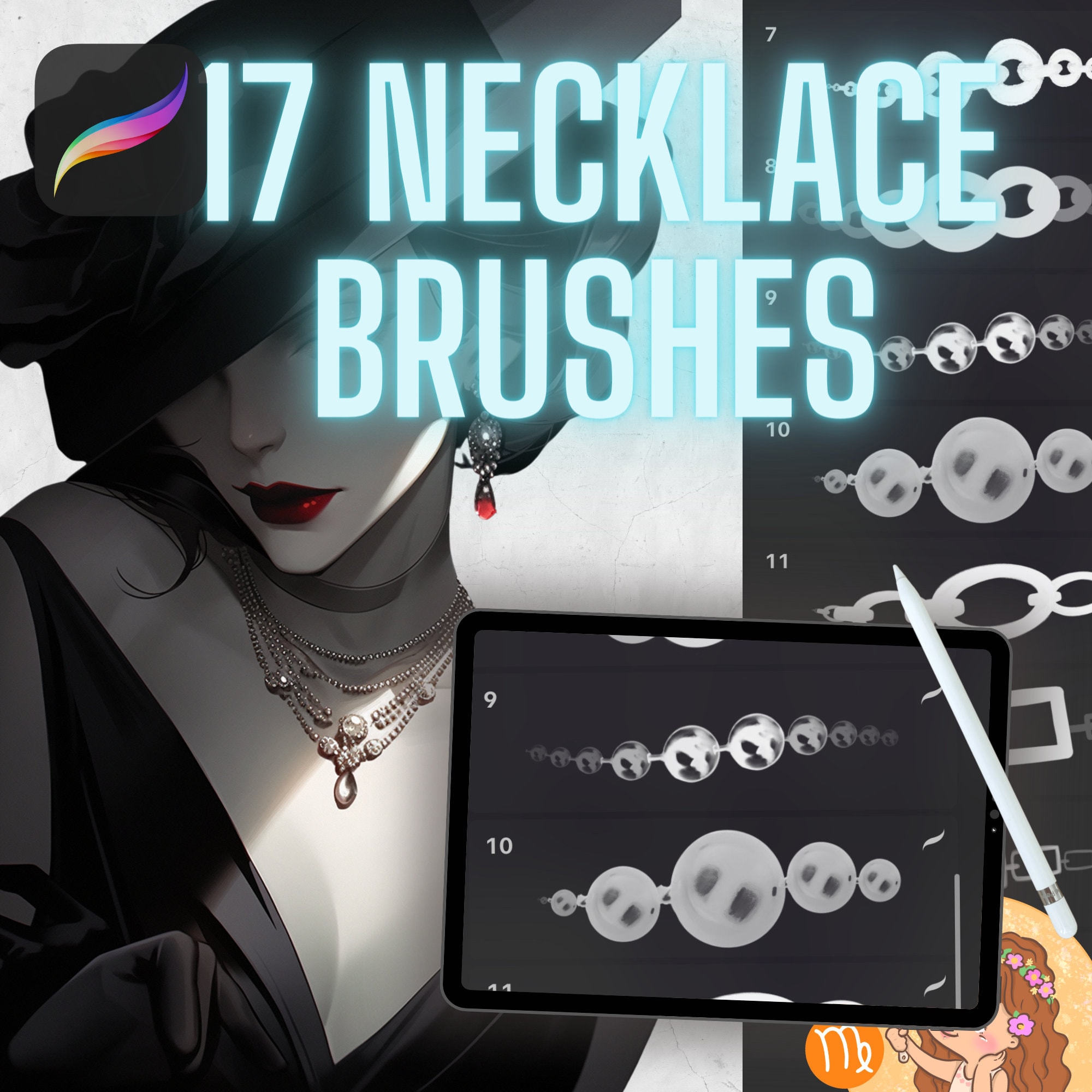 17 Procreate Jewelry Brushes procreate Chain Brushes realistic Jewelry ...