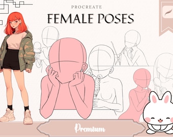 Procreate stamps female body poses, figure drawing templates, Procreate stamp brushes