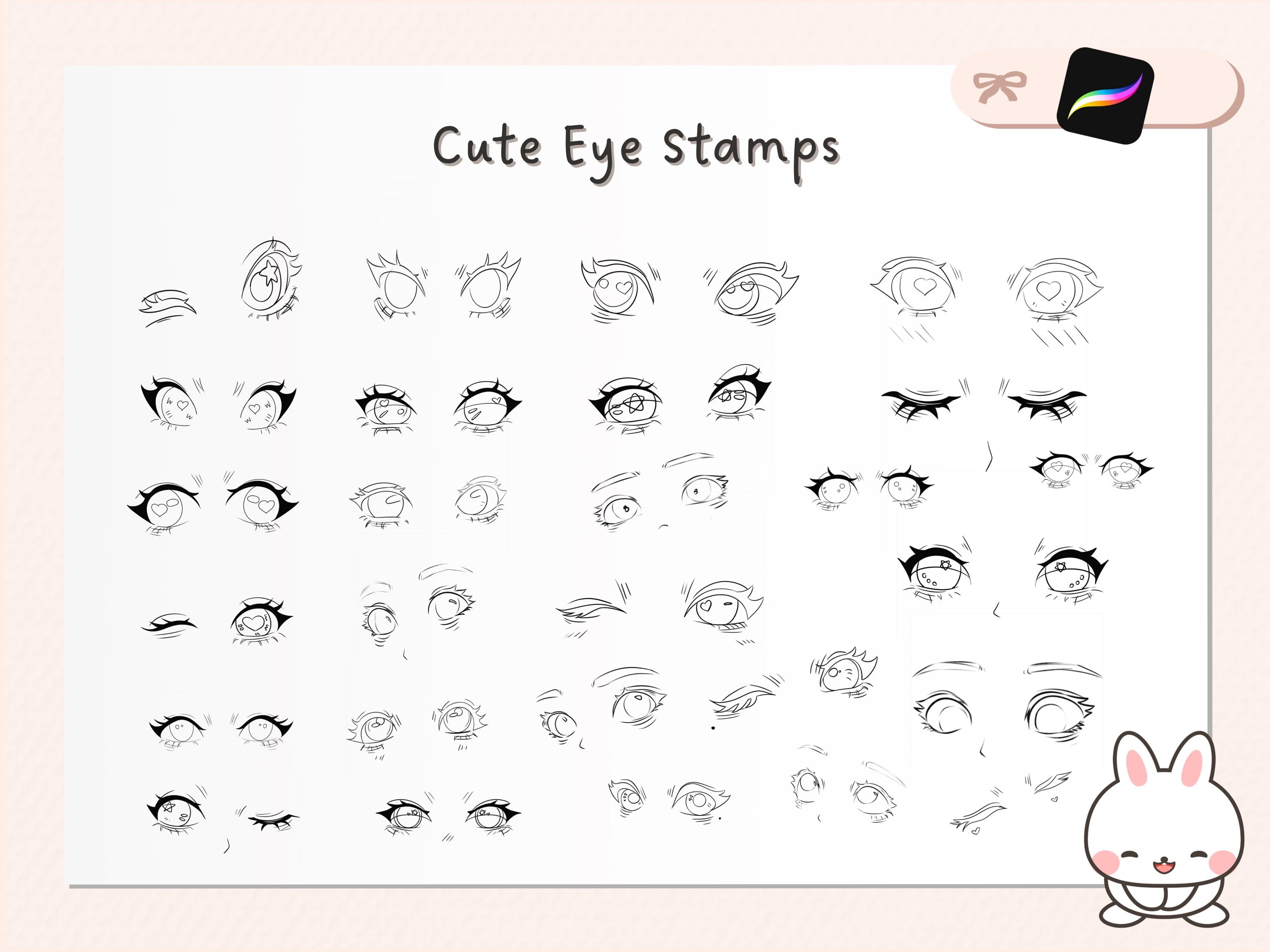 Procreate Chibi Faces Stamp Brush Chibi Emotes Manga Eyes Procreate ...