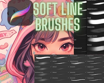 Juego de pinceles suaves para bocetos para Procreate / Pinceles incluidos para iPad / Arte lineal digital, pinceles para bocetos / paquete de pinceles para bocetos