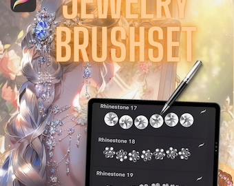 77 PROCREATE FASHION BRUSHES • Diamonds Rhinestones Jewels Jewelry Sparkle Stamps + Free Pearl Brushes + Free Palette • Designer Anime Manga