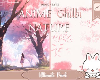 Ghibli Inspired Procreate Nature Brush Set: 103 Foliage, Flower, Cloud, Flowers, Grass Brushes, with extra snow, rain, ice, snow brushes