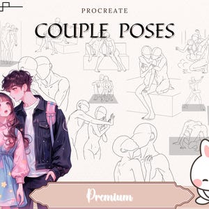 ロマンチックなカップルのポーズスタンプ（Procreate用）