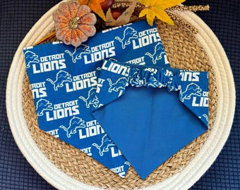 Detroit Lions Football Scrunchie Dog Bandana
