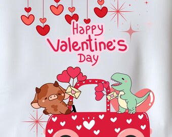 Cow Dinosaur Valentine PNG, Truck Shirt Design (Digital Download)