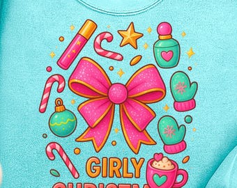 Pink Christmas PNG | Girly Holiday Sublimation Design (Digital Download)
