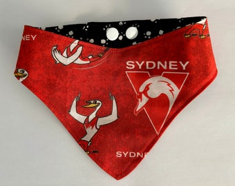 Sydney Swans reversible Dog Bandana with snap buttons