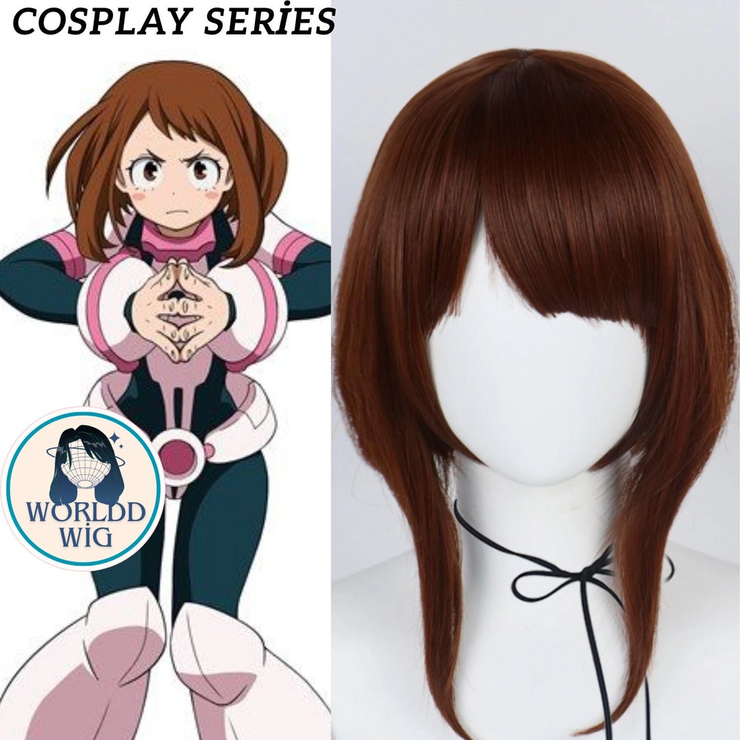 MHA Cosplay Women Straight Halloween Party Cosplay Wig Brown Uraraka