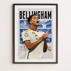 Jude Bellingham Real Madrid, druckbare A3 Sport Wandkunst, Geschenk für Jungen, Poster A3, Real Madrid Geschenke Poster, Fußball Druck.