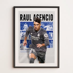 Raul Asencio Real Madrid, Printable A3 Sport Wall Art, Gifts for Boy, Poster A3, Real Madrid Gift Poster, Soccer Wall Art, Football Poster