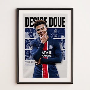 Desire Doue Poster, PSG Poster. Printable A3 Sport Wall Art, Paris Saint Germain Poster, PSG Gifts Poster, Soccer Wall Art, Football Poster.