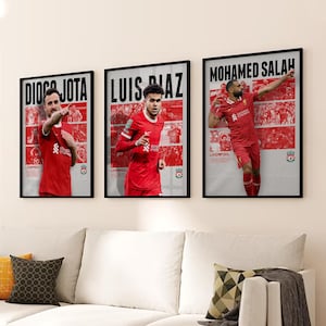Salah, Luis Diaz, Jota unglaubliche Sport Wandkunst, 3 Poster, druckbare A3 Sport Wandkunst, Geschenk für Jungen, Poster A3, Juris Love