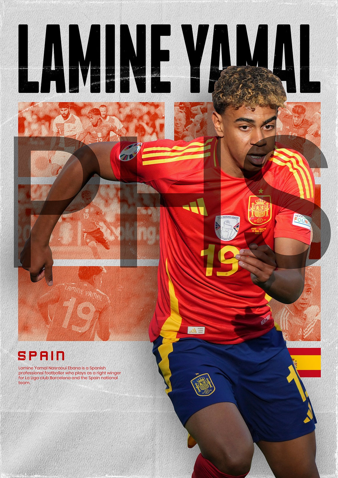 Lamine Yamal Spain, Printable A3 Sport Wall Art, Gift for Boy, Poster