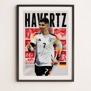 Kai Havertz Germany Euro 2024, Printable A3 Sport Wall Art, Gift For Boy, Poster A3, Deutscher Poster, Soccer Print.