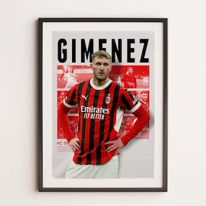 Santiago Gimenez Ac Milan, Printable A3 Sport Wall Art, Gift For Boy, Poster A3, Ac Milan Gifts Poster, Soccer Wall Art, Football Poster