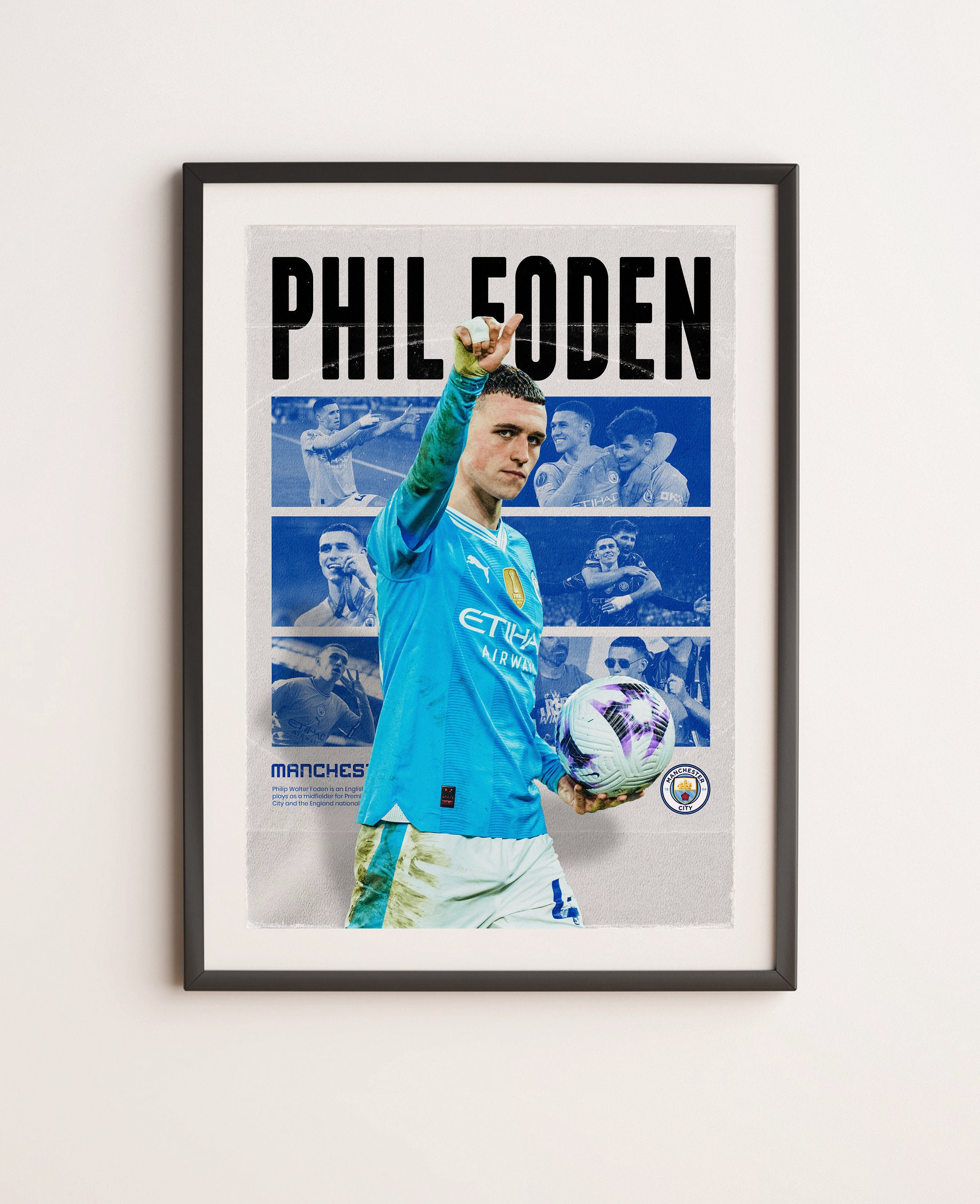 Manchester City スターリング ポスター（額縁付き） Man city poster - Etsy 日本