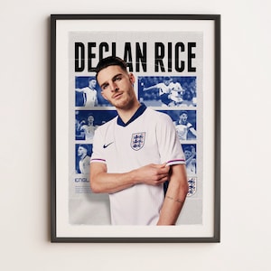 Declan Rice England Euro 2024, Printable A3 Sport Wall Art, Gift For Boy, Poster A3, Arsenal Gifts  Poster, Soccer Print.