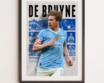 Kevin De Bruyne Manchester City, Printable A3 Sport Wall Art, Gift For Boy, Soccer Football Poster A3