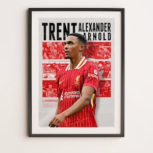 Tren Alexander Arnold Liverpool, Arte de parede esportiva A3 para impressão, Presente para menino, Pôster A3, Pôster de presente, Impressão de futebol, YNWA, Premiere League.