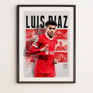 Luis Diaz Liverpool, Printable A3 Sport Wall Art, Gift For Boy, Poster A3, Liverpool Gifts Poster, Liverpool Printable, Anfield, YNWA