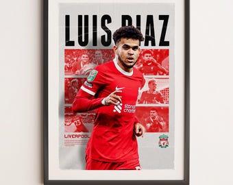 Luis Diaz Liverpool, Printable A3 Sport Wall Art, Gift For Boy, Poster A3, Liverpool Gifts Poster, Liverpool Printable, Anfield, YNWA