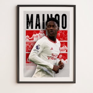 Kobbie Mainoo Poster, Manchester United, Printable A3 Sport Wall Art, Gift For Boy, Poster A3, Man United Gifts.